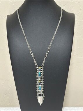 Treasure & Bond Turquoise Bead Pendant Double Chain Necklace